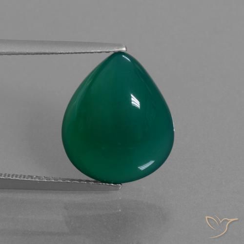 Ágata verde natural de 7,33 ct, en forma de pera, translúcido