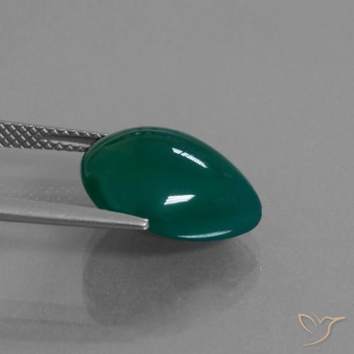 Ágata verde natural de 7,33 ct, en forma de pera, translúcido