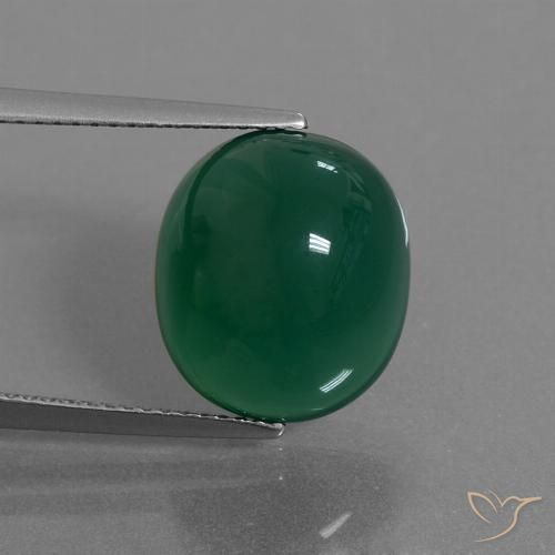 8.75ct Natural Verde oscuro medio Ágata, Ovalada, Translúcido