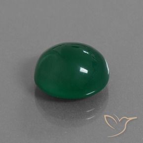 Ágata Verde oscuro medio natural de 8.75 ct, Ovalada, Translúcido