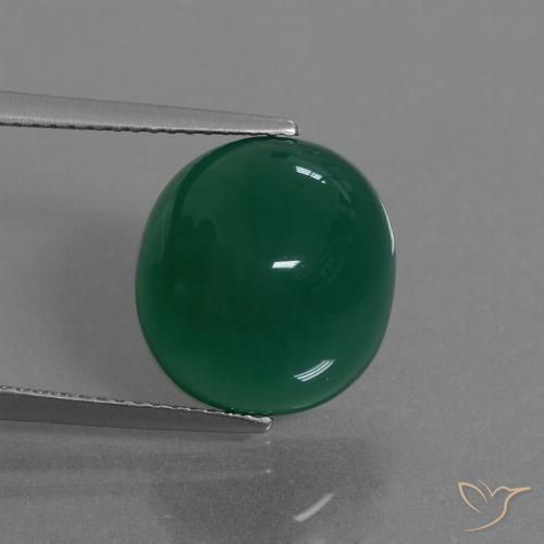 8.27ct Natural Verde oscuro medio Ágata, Ovalada, Translúcido