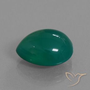 Ágata Verde medio natural de 7.72 ct, En forma de pera, Translúcido