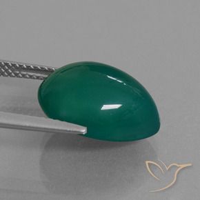 Ágata Verde medio natural de 7.72 ct, En forma de pera, Translúcido