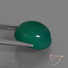 Ágata Verde bosque natural de 7.69 ct, Ovalada, Translúcido