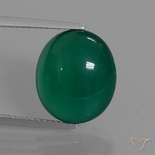 7.83ct Natural Verde oscuro medio Ágata, Ovalada, Translúcido