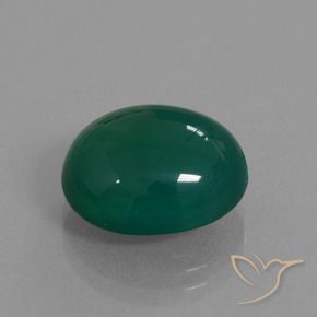 Ágata Verde oscuro medio natural de 7.83 ct, Ovalada, Translúcido