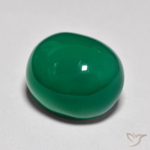 Ágata Verde medio natural de 9.31 ct, Ovalada, Translúcido