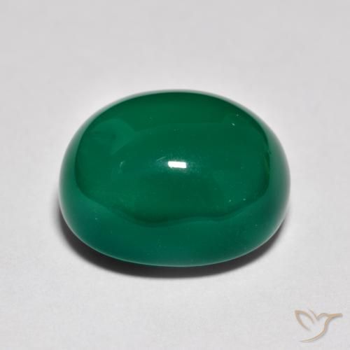 Ágata Verde medio natural de 9.31 ct, Ovalada, Translúcido