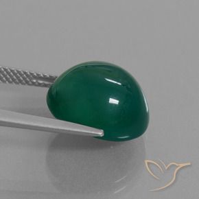 Ágata Verde medio natural de 9.19 ct, Ovalada, Translúcido