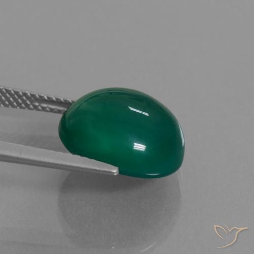 Ágata Verde natural de 8.09 ct, Ovalada, Translúcido