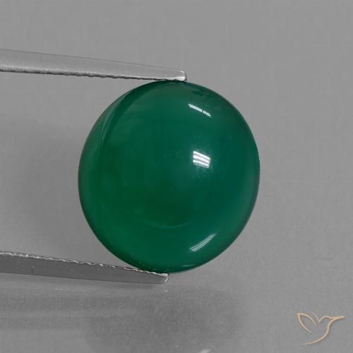 8.59ct Natural Verde oscuro medio Ágata, Ovalada, Translúcido