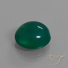 Ágata Verde oscuro medio natural de 8.59 ct, Ovalada, Translúcido