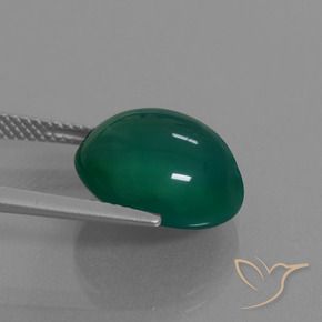 Ágata Verde oscuro medio natural de 8.59 ct, Ovalada, Translúcido