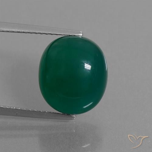 8.38ct Natural Verde oscuro medio Ágata, Ovalada, Translúcido
