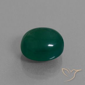 Ágata Verde oscuro medio natural de 8.38 ct, Ovalada, Translúcido