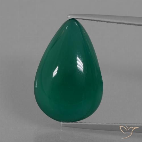 8.47ct Natural Verde oscuro medio Ágata, En forma de pera, Translúcido