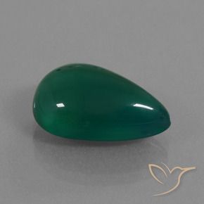 Ágata Verde oscuro medio natural de 8.47 ct, En forma de pera, Translúcido