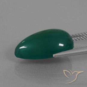 Ágata Verde oscuro medio natural de 8.47 ct, En forma de pera, Translúcido
