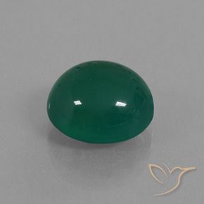 Ágata Verde oscuro medio natural de 7.87 ct, Ovalada, Translúcido