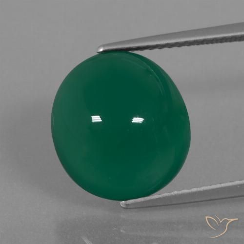 7.92ct Natural Verde oscuro medio Ágata, Ovalada, Translúcido