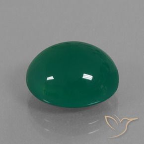 Ágata Verde oscuro medio natural de 7.92 ct, Ovalada, Translúcido