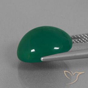 Ágata Verde oscuro medio natural de 7.92 ct, Ovalada, Translúcido