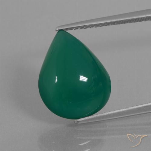 6.66ct Natural Verde oscuro medio Ágata, En forma de pera, Translúcido