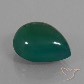 Ágata Verde oscuro medio natural de 12.92 ct, En forma de pera, Translúcido