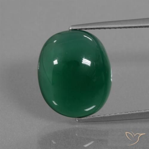 7.32ct Natural Verde intenso medio Ágata, Ovalada, Translúcido