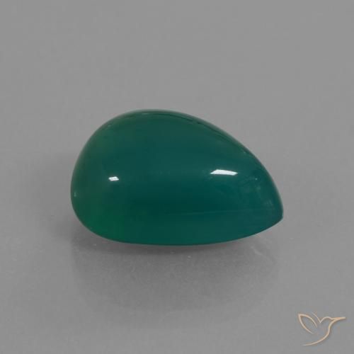 Ágata Verde medio natural de 9.48 ct, En forma de pera, Translúcido