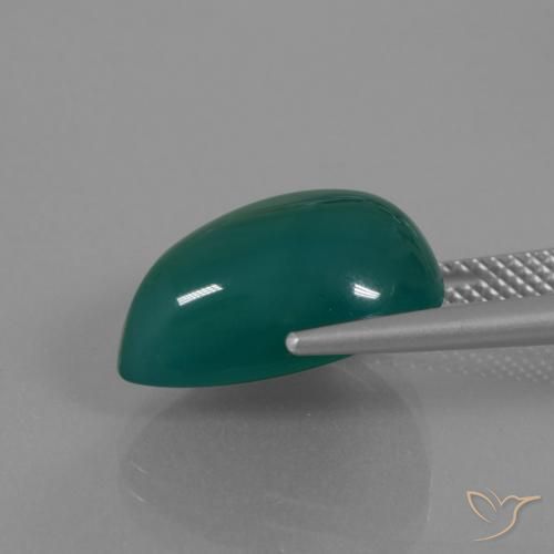 Ágata Verde medio natural de 9.48 ct, En forma de pera, Translúcido