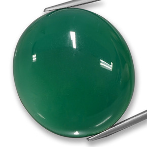 Ágata Verde amarillento natural de 73.25 ct, Corte Óvalo, Translúcido