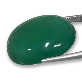 Ágata Verde amarillento natural de 73.25 ct, Corte Óvalo, Translúcido