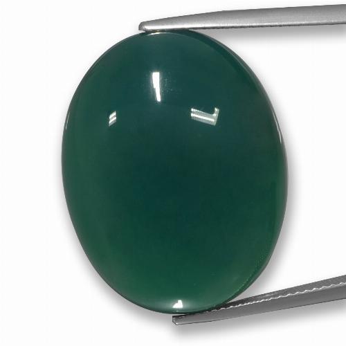 Ágata Verde frío natural de 42.52 ct, Corte Óvalo, Translúcido