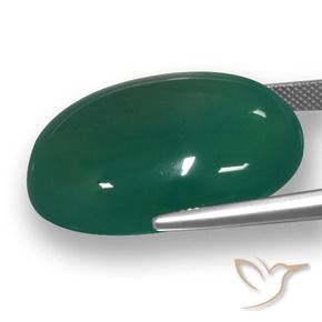 Ágata Verde natural de 53.13 ct, Ovalada, Translúcido