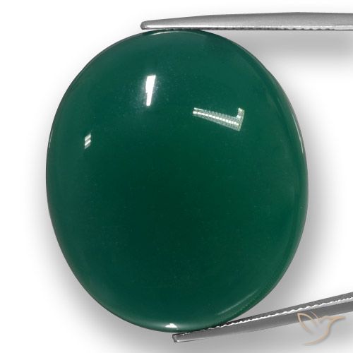 58.42ct Natural Verde oscuro medio Ágata, Ovalada, Translúcido