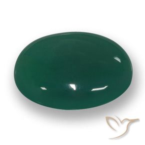 Ágata Verde oscuro medio natural de 58.42 ct, Ovalada, Translúcido
