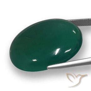 Ágata Verde oscuro medio natural de 58.42 ct, Ovalada, Translúcido