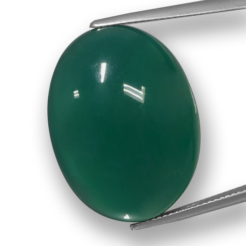 Ágata verde natural de 37,57 ct, corte óvalo, translúcido