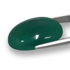 Ágata verde natural de 37,57 ct, corte óvalo, translúcido