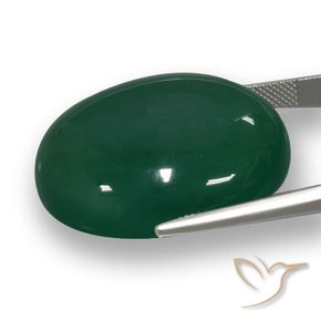 Ágata Verde medio natural de 66.48 ct, Ovalada, Translúcido