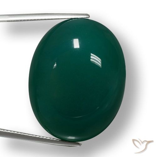 56.95ct Natural Verde oscuro Ágata, Ovalada, Translúcido