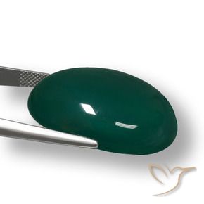 Ágata Verde oscuro natural de 56.95 ct, Ovalada, Translúcido