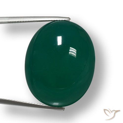 48.61ct Natural Verde frío Ágata, Ovalada, Translúcido