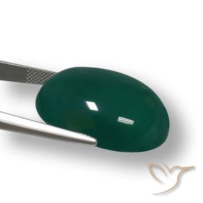 Ágata Verde frío natural de 48.61 ct, Ovalada, Translúcido