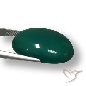 Ágata Verde frío natural de 59.33 ct, Ovalada, Translúcido
