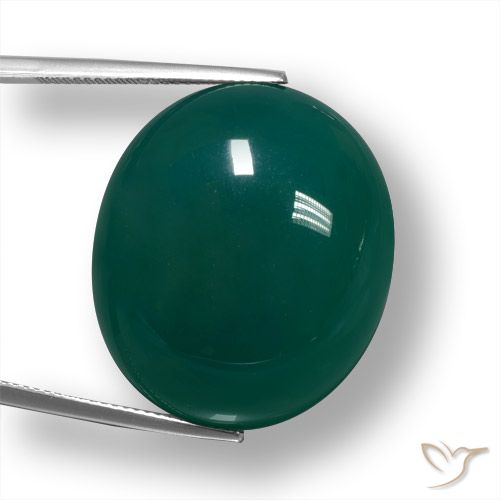50.18ct Natural Verde oscuro Ágata, Ovalada, Translúcido