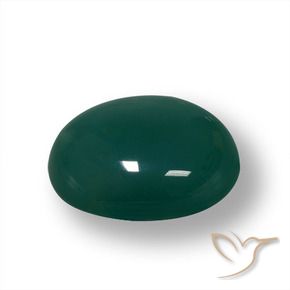 Ágata Verde oscuro natural de 50.18 ct, Ovalada, Translúcido