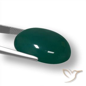 Ágata Verde oscuro natural de 50.18 ct, Ovalada, Translúcido