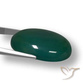 Ágata Verde oscuro natural de 52.23 ct, Ovalada, Translúcido